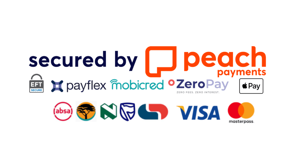 Secured by Peach Payments with supported payment methods